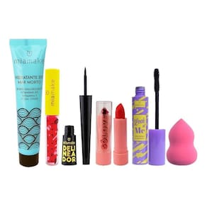 Kit De Maquiagem Completo Batom Lip Tint Rímel Delineador