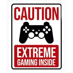 Kit 5 Placa Decorativa Caution Extreme Gaming Insips36X46
