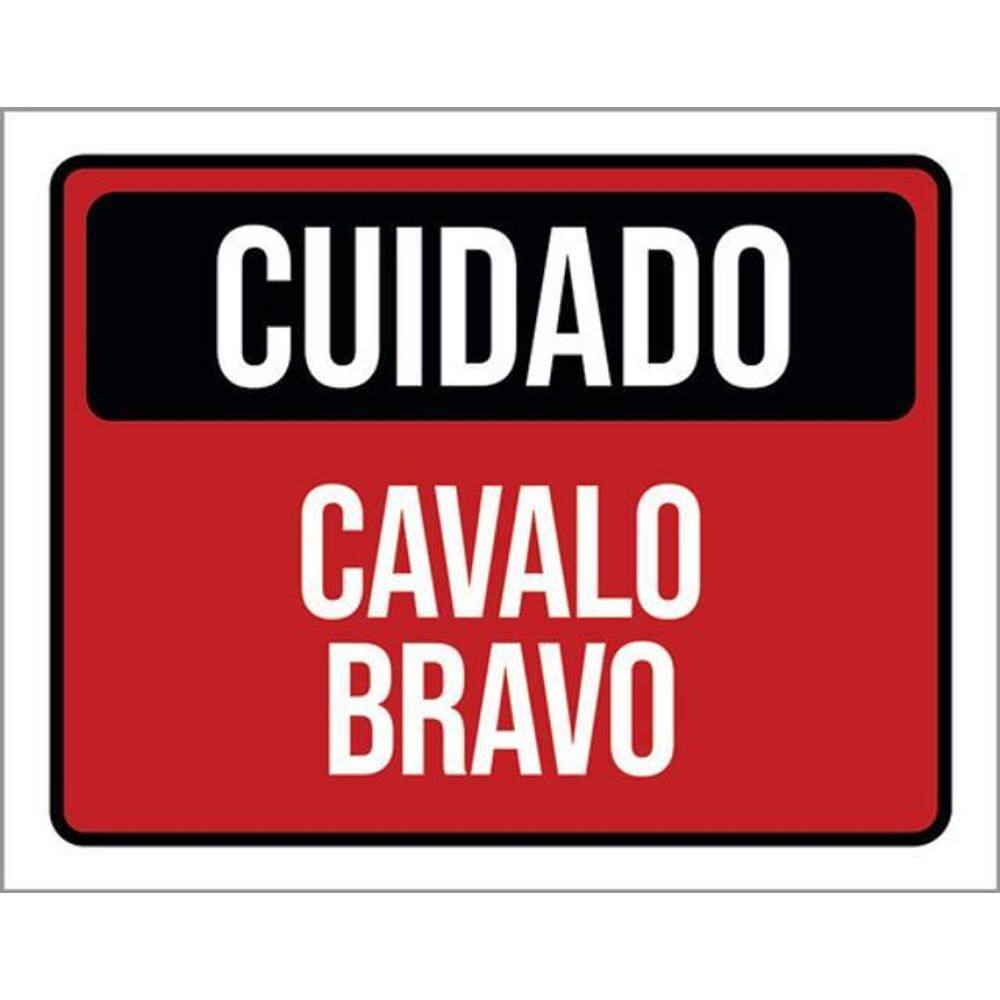 Kit 5 Placas Cuidado Cavalo Bravo 36X46