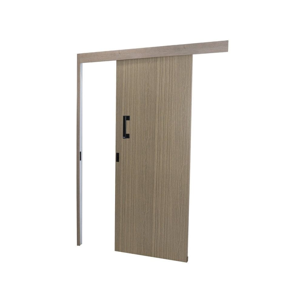 Porta de Correr Madeira 215x80cm Sobrepor Reversível Melamínico MGM Carvalho Alpha