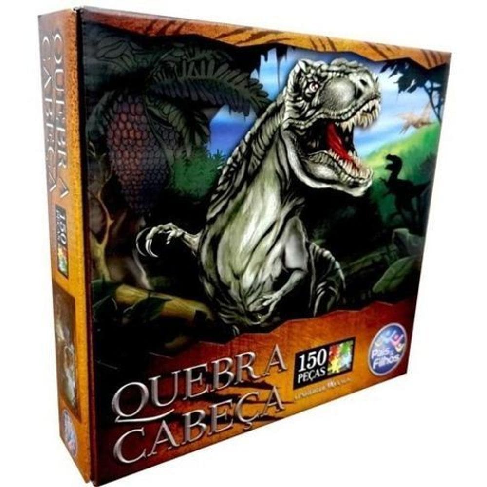 Jogo Quebra Cabeça Infantil Meninos T-Rex Dinossauro 150 Pçs