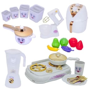Cozinha Infantil Branco Menina Frutinhas Princesa Fogão 14Pç