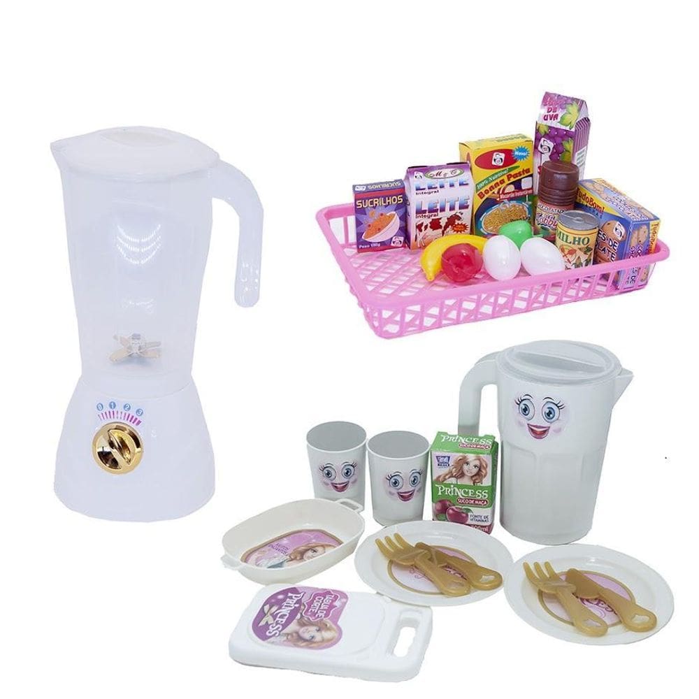 Kit Cozinha Princesa Jantar Liquidificador Mercadinho 26Pç
