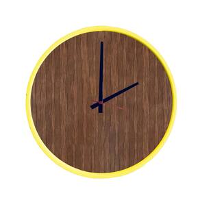 Relógio Round Amarelo/Pau Ferro Ponteiro Preto 50 Cm