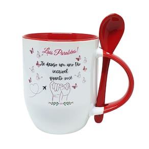 Caneca Colher Vermelha Amizade Personalizado Amizade Amiga