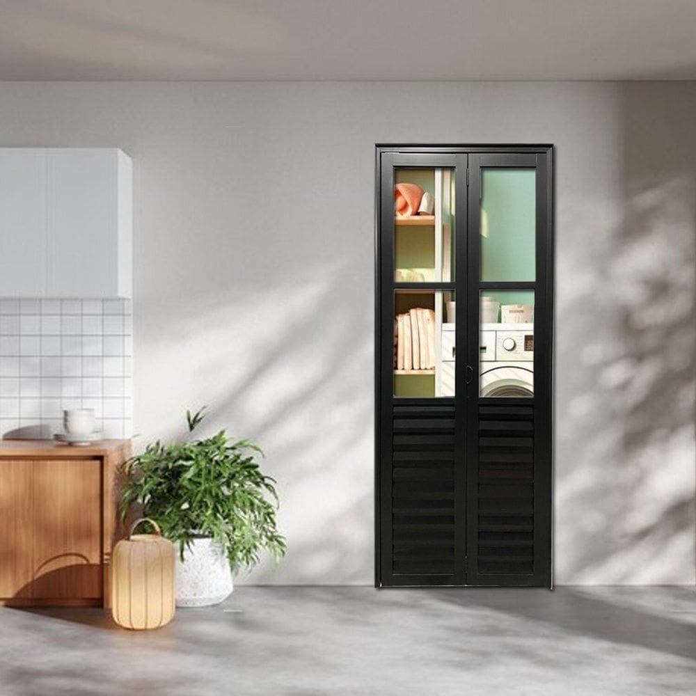 Porta Camarão Palheta Com Vidro Linha 25 210x80 Lado Direito Preto