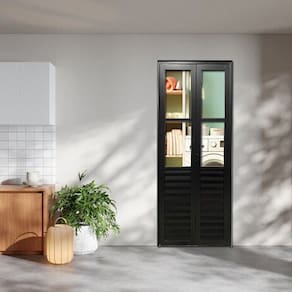 Porta Camarão Palheta Com Vidro Linha 25 210x80  Lado Direito Preto