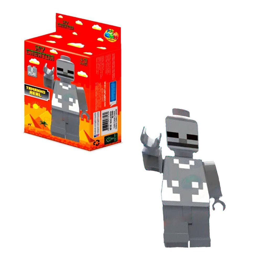 Brinquedo Infantil My Creator Cinza Boneco Com 8 Peças