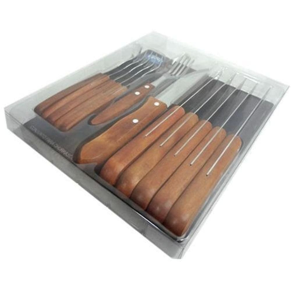 Conj. Churrasco Garfo e Faca 12 Peças Mor Aço Inox