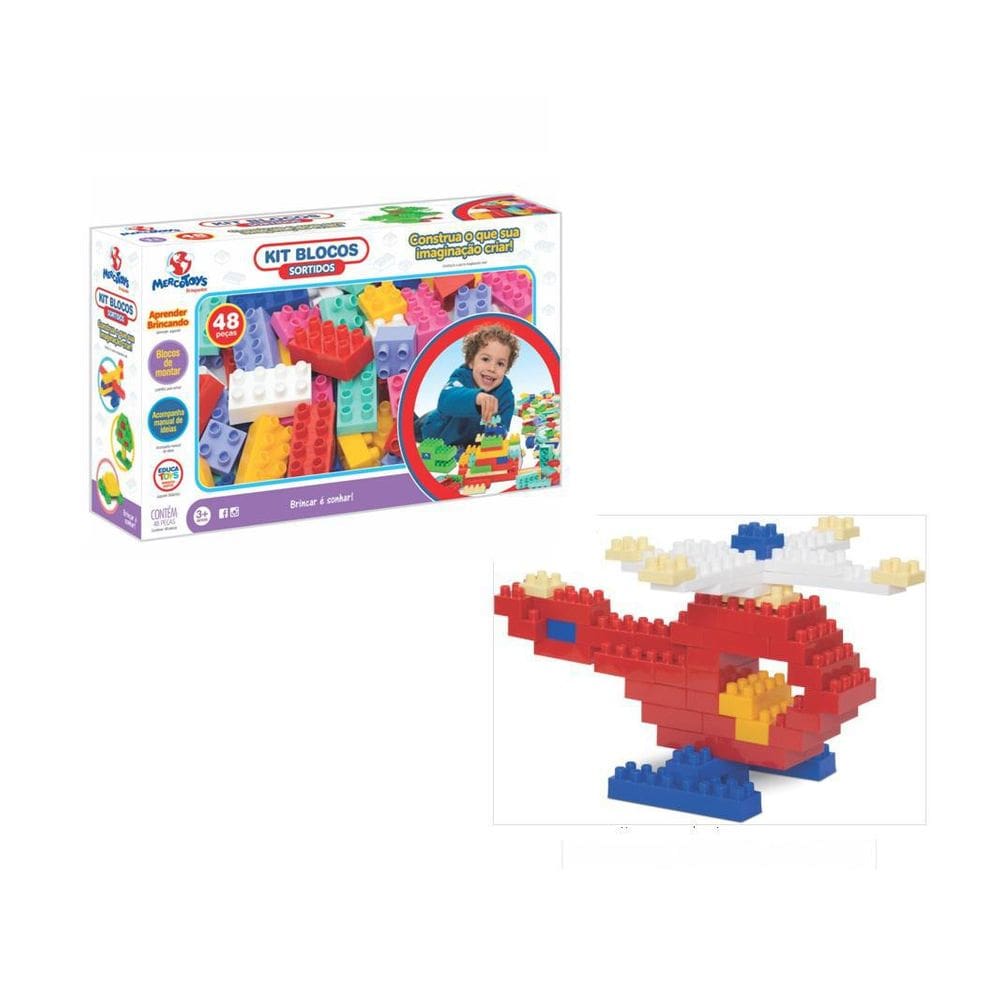 Kit Blocos De Montar Mercotoys 48 Peças - Estimula