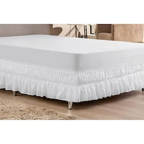 Saia Pra Cama Box Casal Queen Duplo Elástico - Branca