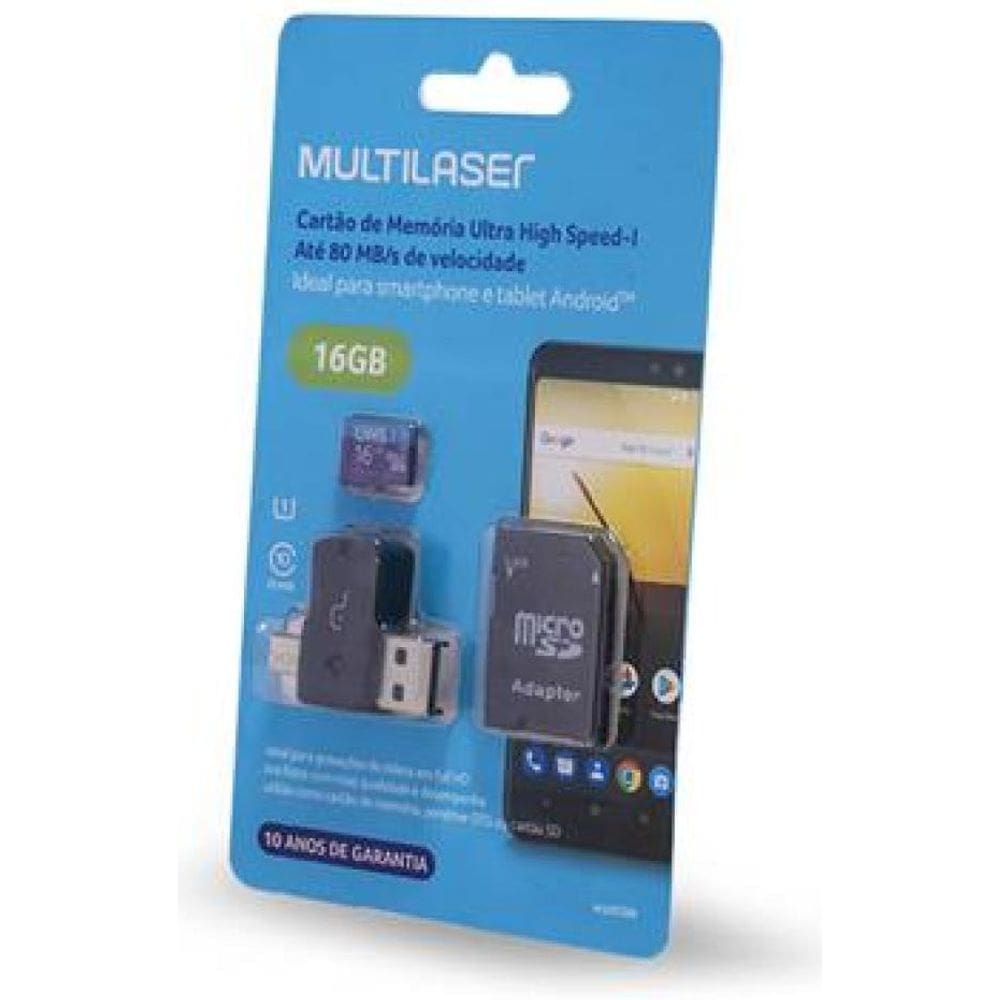 Adaptador Dual para Celular e USB com SD 16gb Classe 10