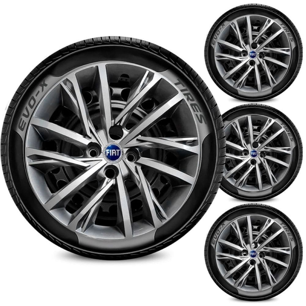 Jogo 4 Calotas Aro 15 4x100 Fiat Prata
