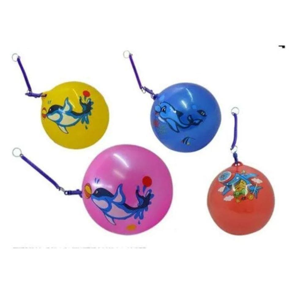Kit 5 Bolas Vinil Com Mola Encaracolada Festa Brinquedo
