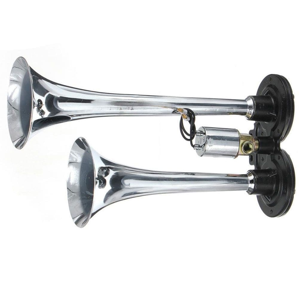 Buzina a ar 2 Cornetas Cromada 12v com solenoide eletrica