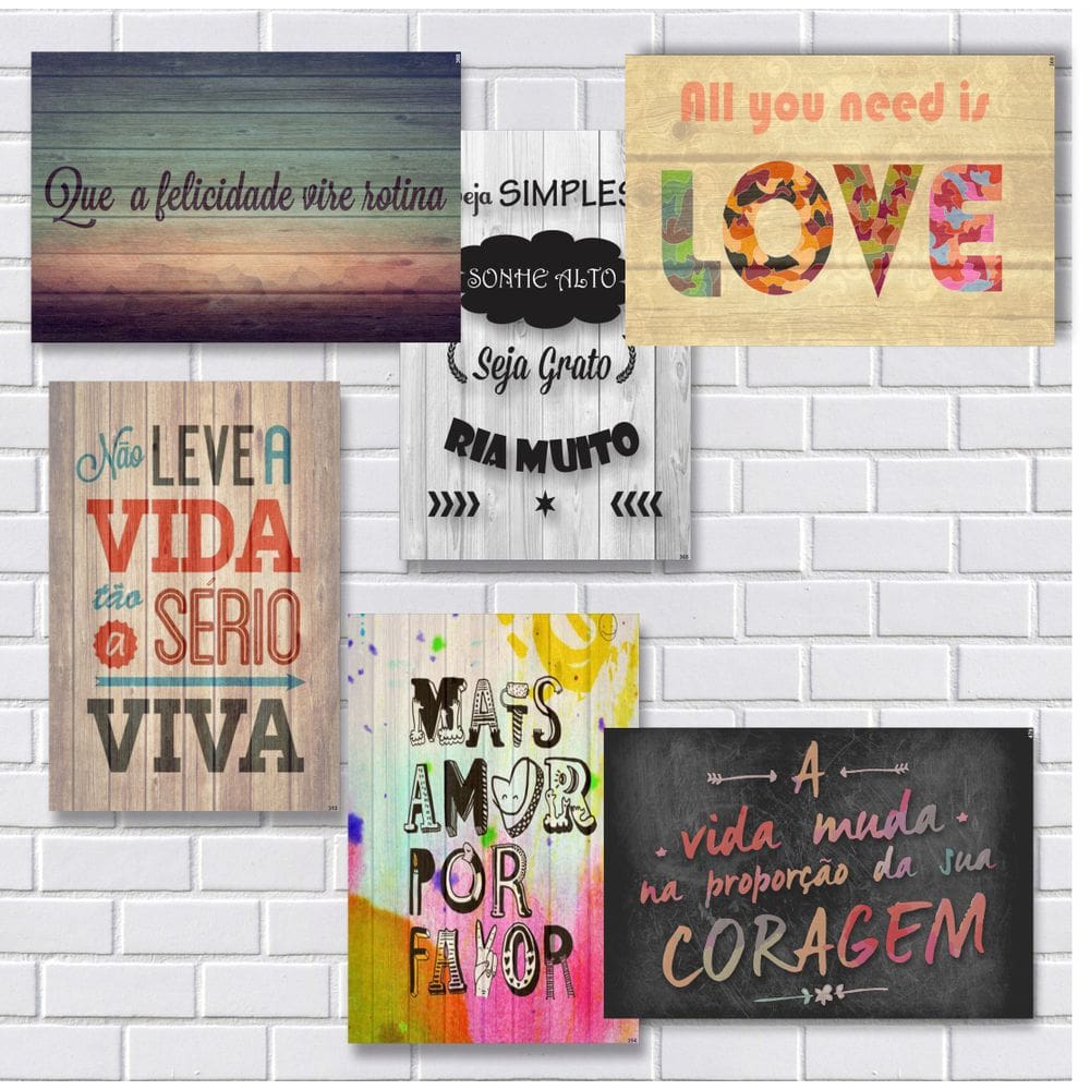 Kit Com 6 Placas Em Mdf - Frases Motivacionais - R+ Adesivos