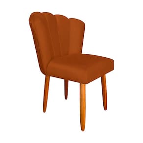 Cadeira Estofada Premium Petala Pes Palito Veludo Laranja