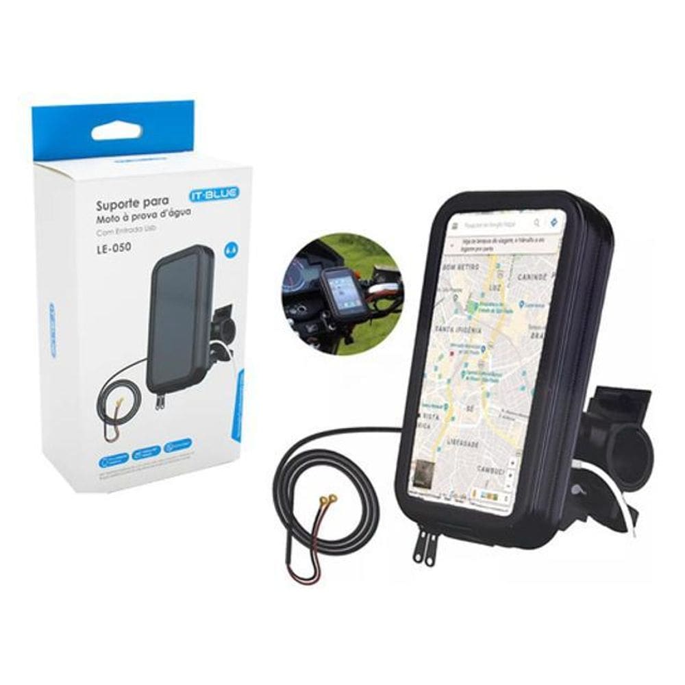 Suporte Case Para Celular Gps Moto Bike À Prova D`Água Chuva