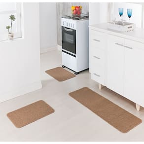 Tapete Para Cozinha 3 Peças Antiderrapante Relevo Oásis