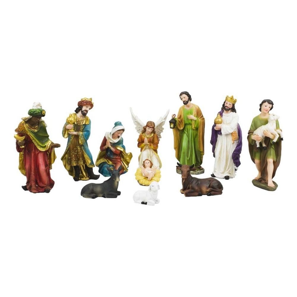 Presépio Natal Natalino Completo Realista Colorido - 20cm