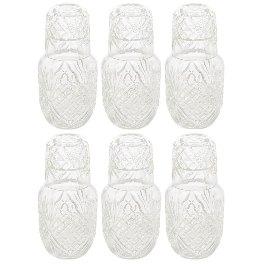 Kit 6 Moringas Garrafas de Vidro 500ml Lyor Água Suco Drinks Whisky com Tampa Copo
