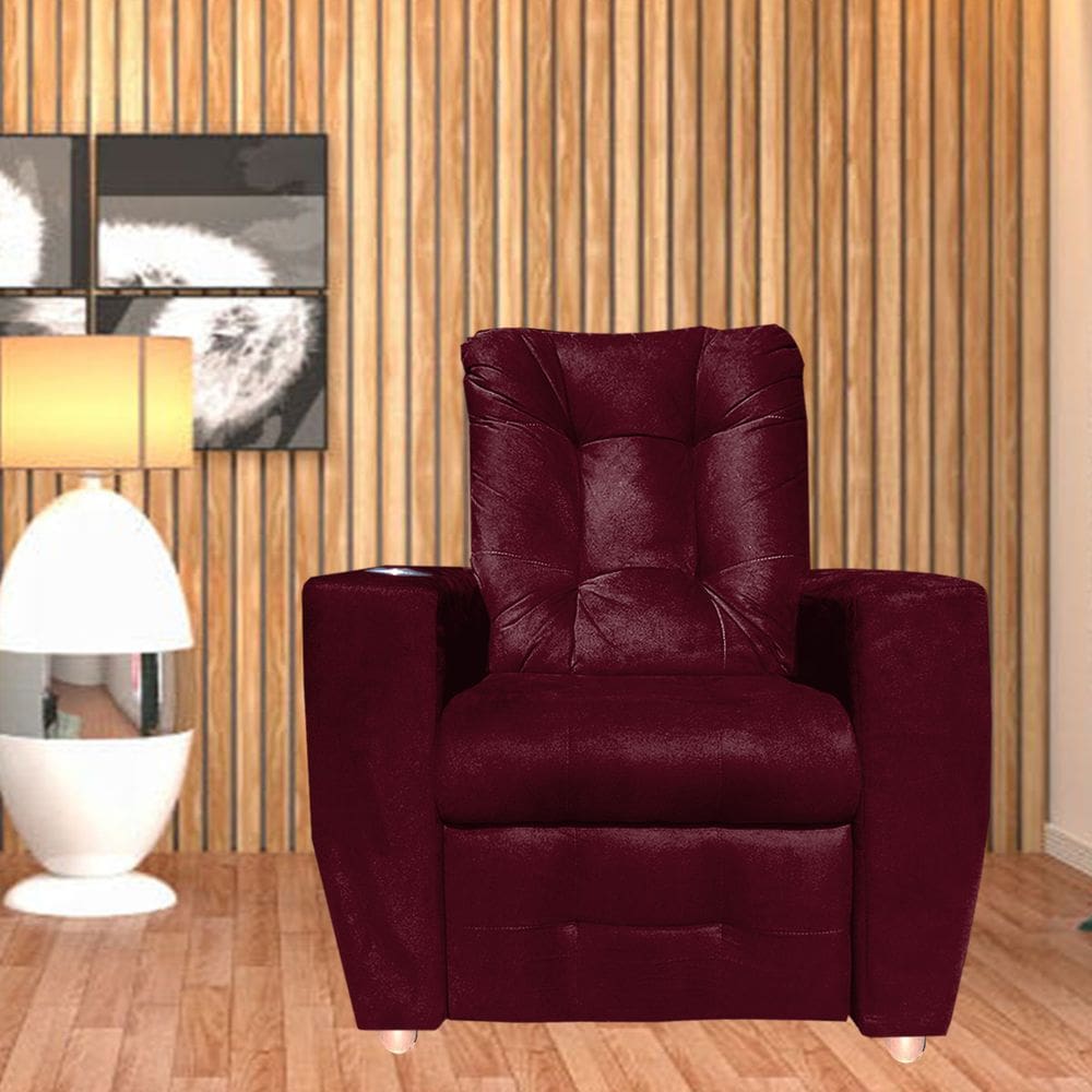 Poltrona Do Papai Reclinável Suede Porta Copo Perola Bordo