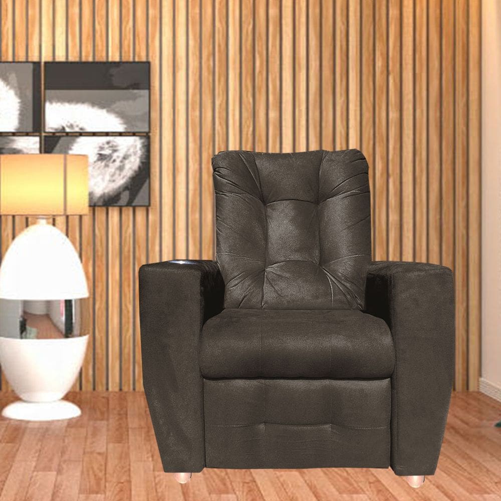 Poltrona Do Papai Reclinável Suede Porta Copo Perola Marrom
