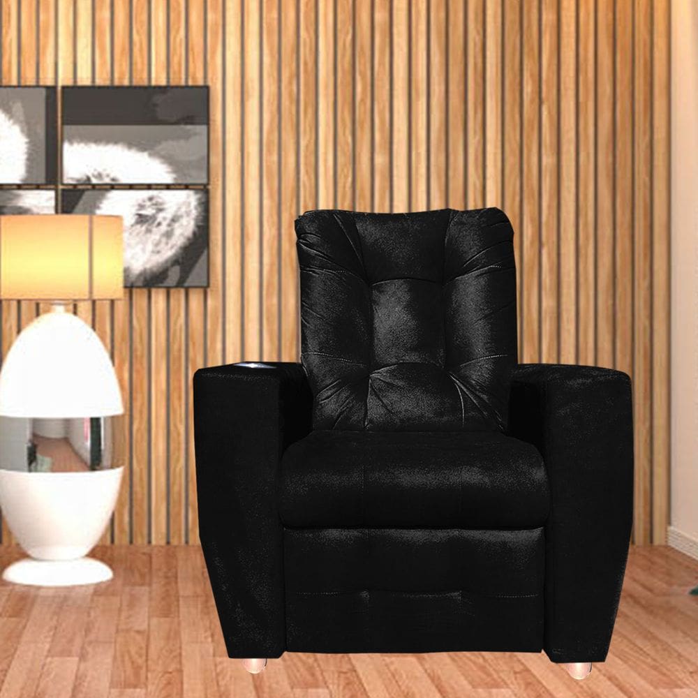 Poltrona Do Papai Reclinável Suede Porta Copo Perola Preto