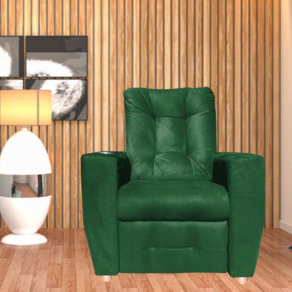 Poltrona Do Papai Reclinável Suede Porta Copo Perola Verde