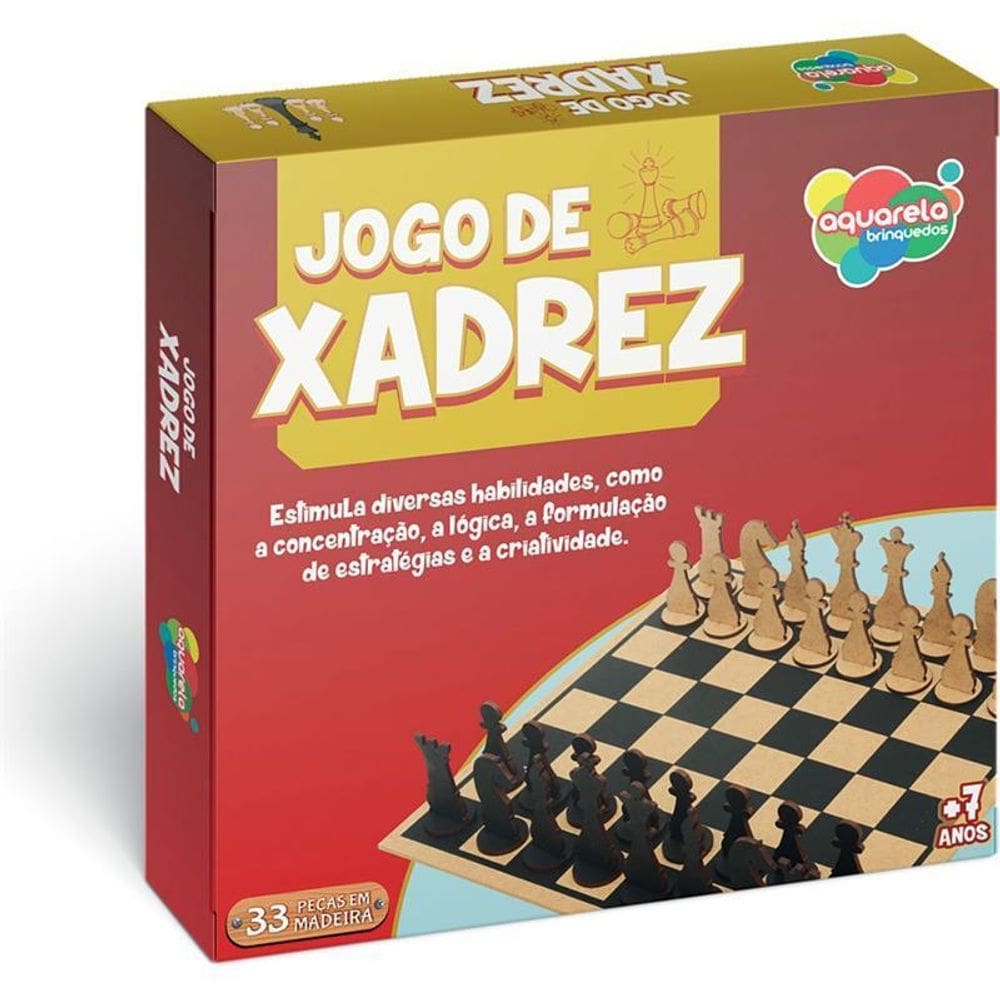 Jogo De Tabuleiro Xadrez 33 Peças Madeira Aprender Brincando
