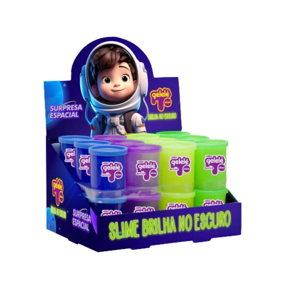 Slime Gelele Brilha No Escuro Com Surpresa Espacial 24 Unidades