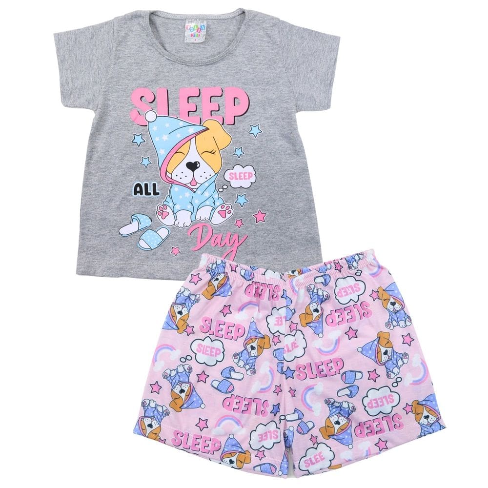 Pijama Menina Cachorrinho Sono Estampado Verão