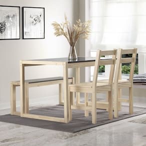 Mesa de Jantar 2 Cadeiras e 1 Bancos Madeira Maciça Guará CabeCasa MadeiraMadeira Natural
