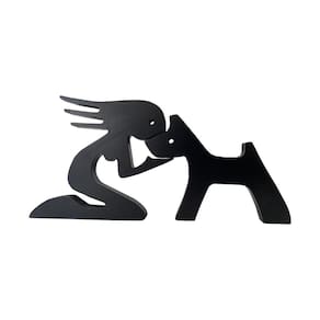 Escultura Decorativa Menina E O Cachorro 31X15Cm