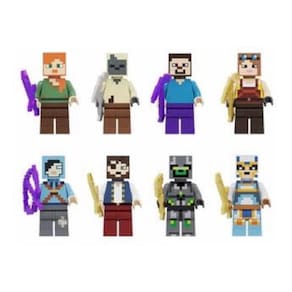 Bonecos Blocos De Montar Minecraft Alex Husk Steve Zombie