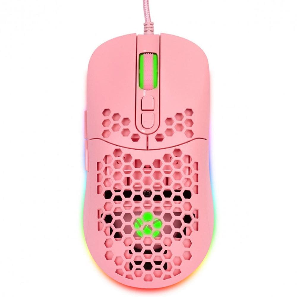 Mouse Gamer Vx Gaming Void Com Led Rgb Rosa 7600 Dpi Cabo Usb