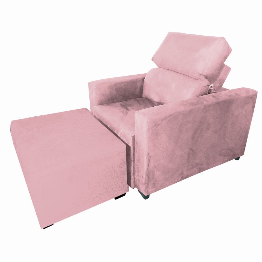 Poltrona Sofa Amamentação Retrátil e Reclinável Veneza + Puff Bella Rosa