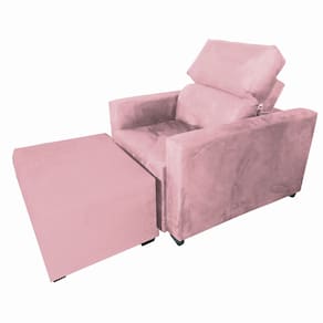 Poltrona Sofa Amamentação Retrátil e Reclinável Veneza + Puff Bella Rosa