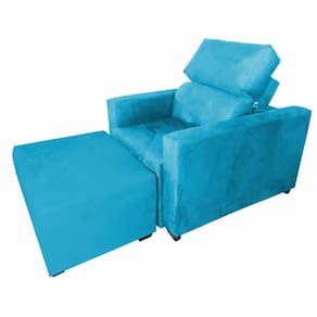 Poltrona Sofa Amamentação Retrátil e Reclinável Veneza + Puff Bella Turquesa