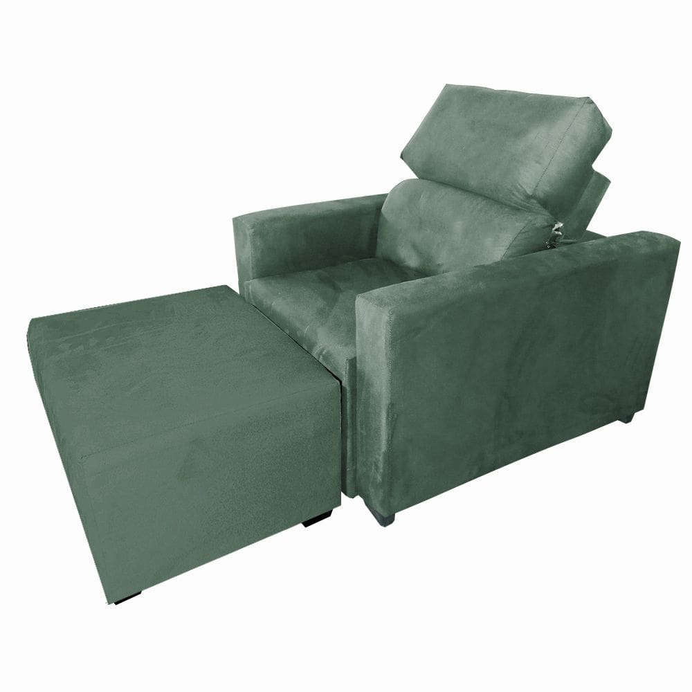 Poltrona Sofa Amamentação Retrátil e Reclinável Veneza + Puff Bella Verde