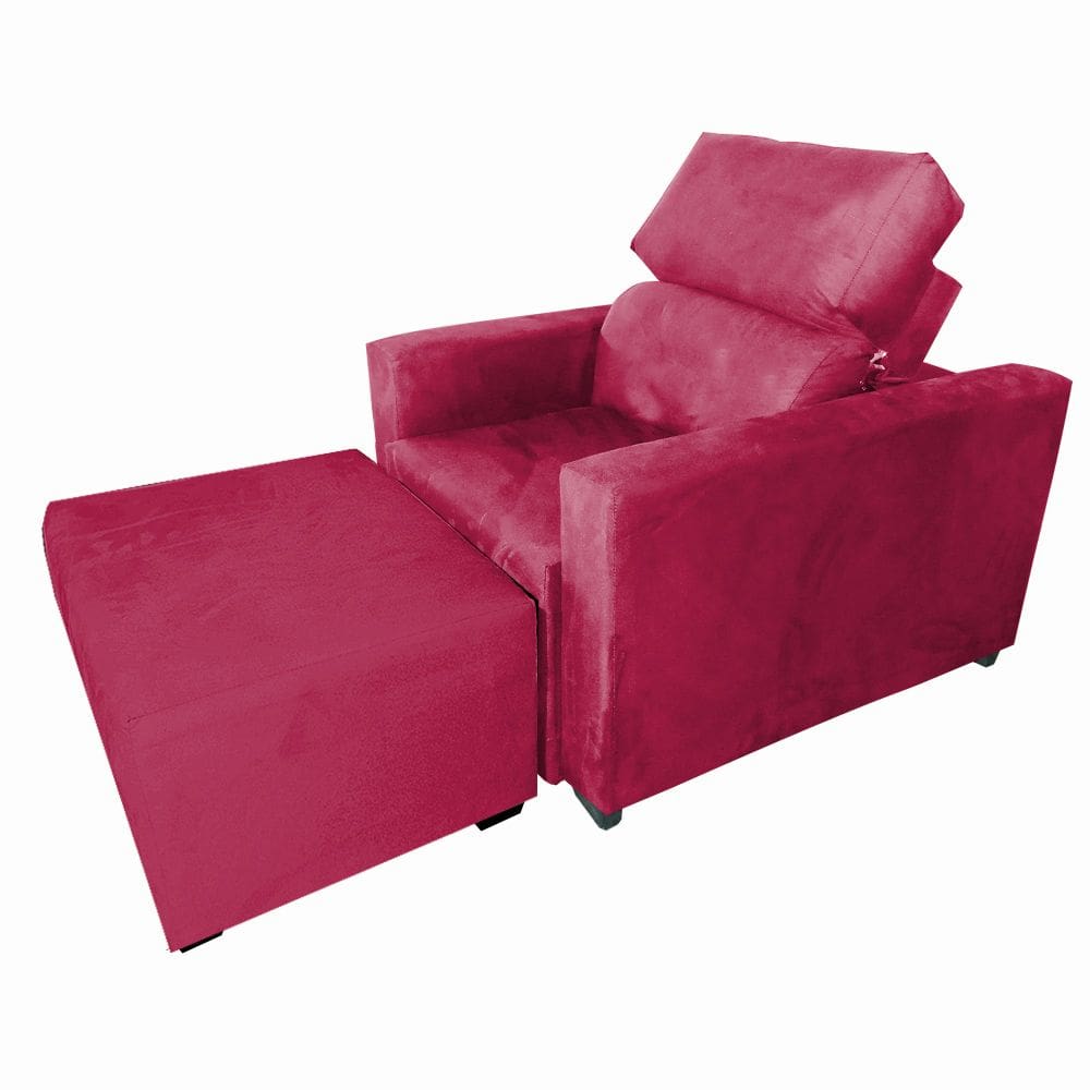 Poltrona Sofa Amamentação Retrátil e Reclinável Veneza + Puff Bella Vermelho
