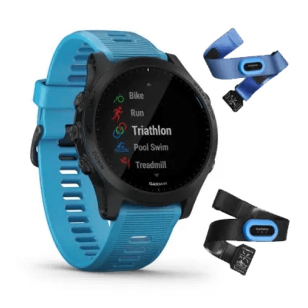 Gps Garmin Forerunner 945 Music Azul com Cinta HRM-Tri e HRM-Swim