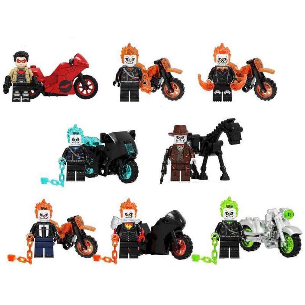 Bonecos Blocos De Montar Super Coleção 8 Motoqueiro Fantasma