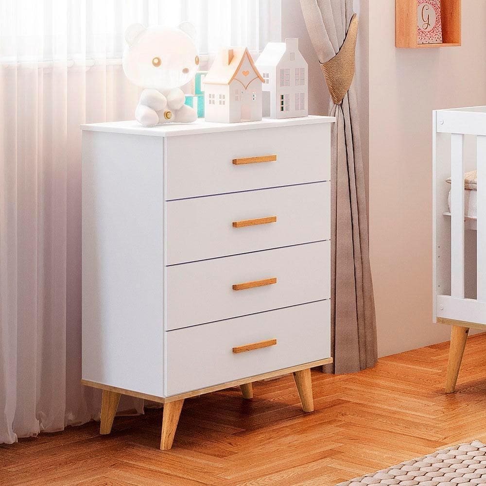 Cômoda Infantil 4 Gavetas Luma Branco Carolina Baby