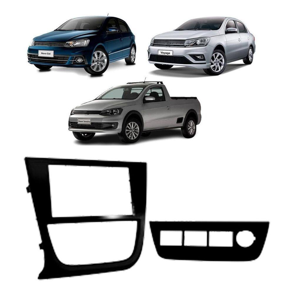 Moldura 2 Din Vw Gol/Voyage/Saveiro 4 Botões Preto Fosco