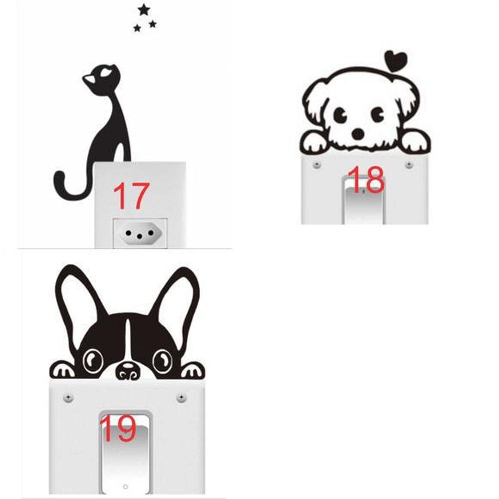 Kit 2 Adesivos Interruptor Infantil Cat And Dog