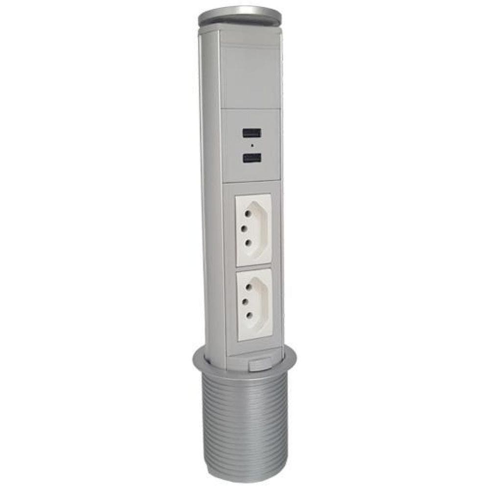 Mini Totem De Mesa Manual 2Ele Nbr 10A + 2Usb - Branco