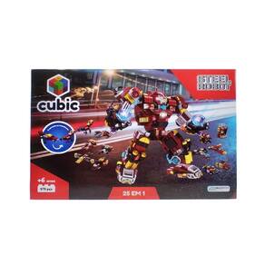 Blocos De Montar Cubic 25 Em 1 Robô De Aço Multikids