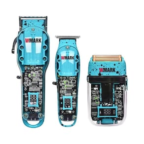 Kit 3 Maquinas de Cabelo Wmark NG 412 NG 510 NG 988 Azul