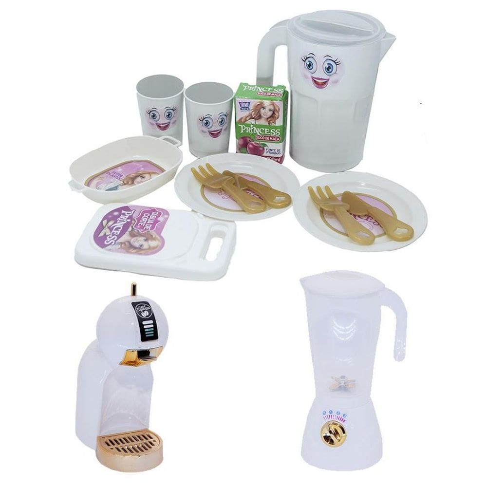 Cozinha Princesa Menina Liquidificador Jantar Cafeteira 14P